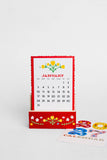 Desktop Calendar, Red Scandinavian Floral