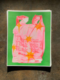 Thank You Bag Green Takeout Risograph Print