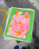 Thank You Bag Green Takeout Risograph Print