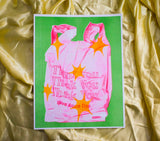 Thank You Bag Green Takeout Risograph Print